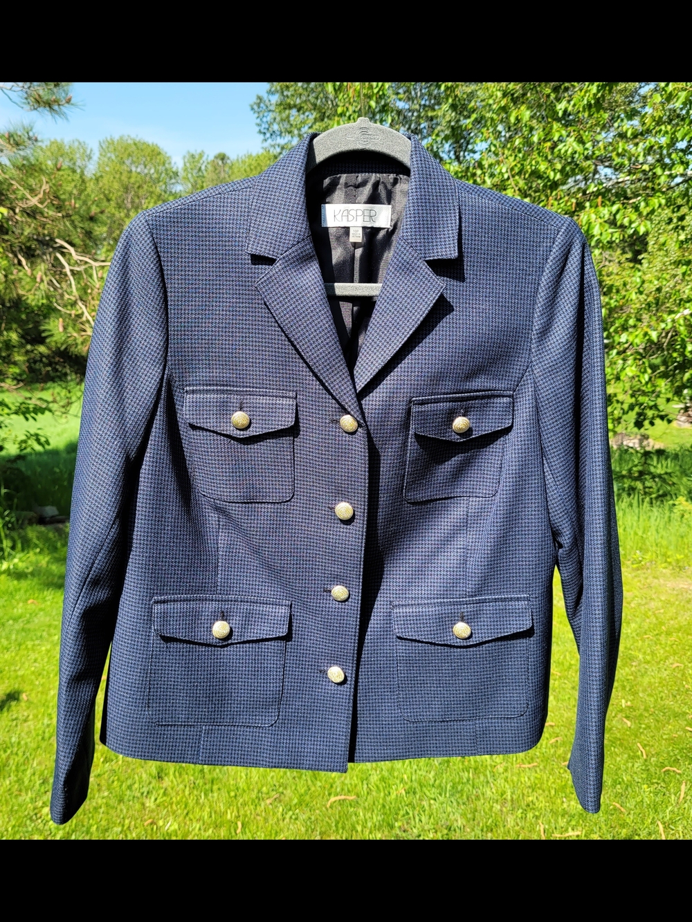 Kasper Women's Navy Button-Front Blazer Jacket